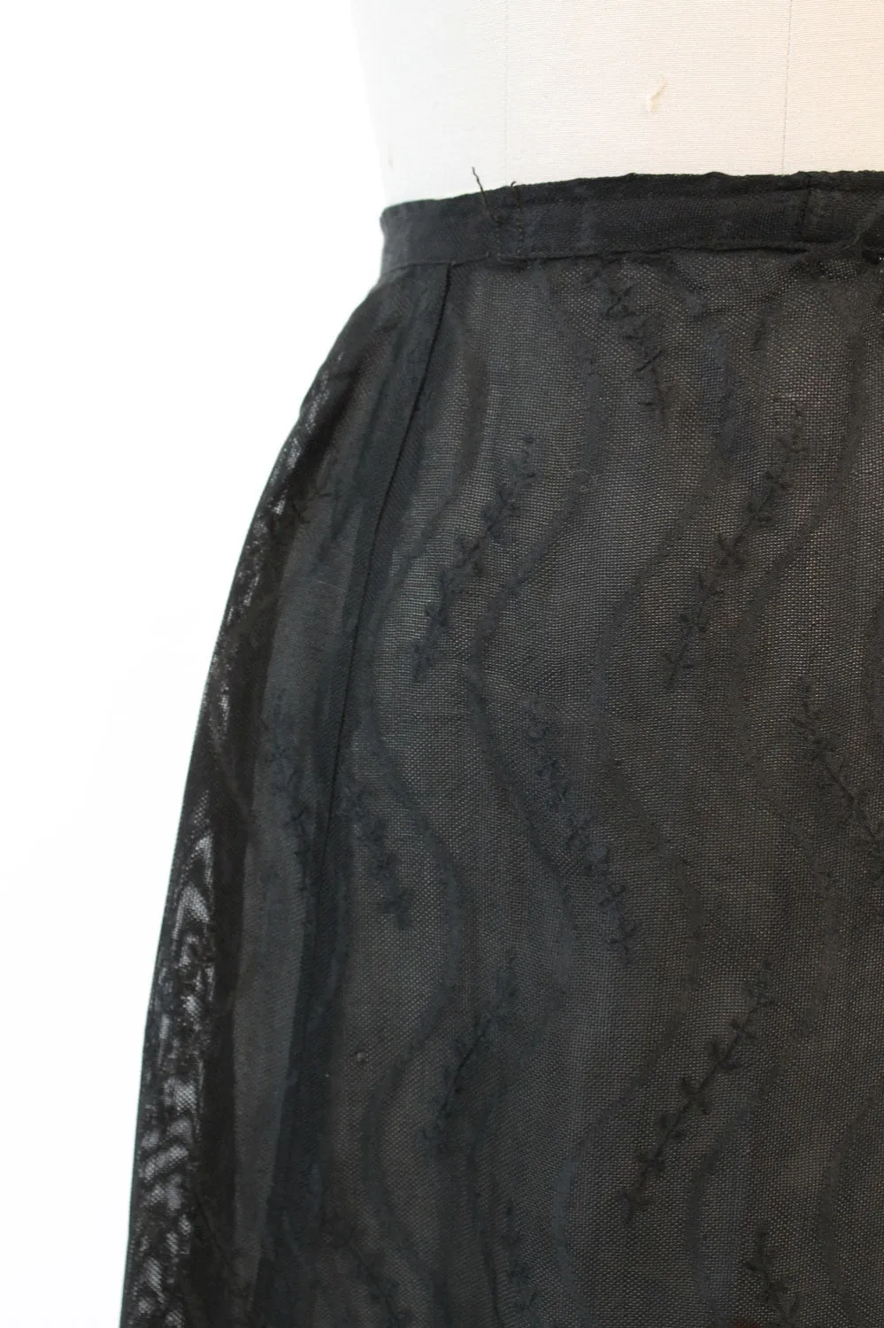 1900 EDWARDIAN skirt sheer embroidered maxi xxs | new fall