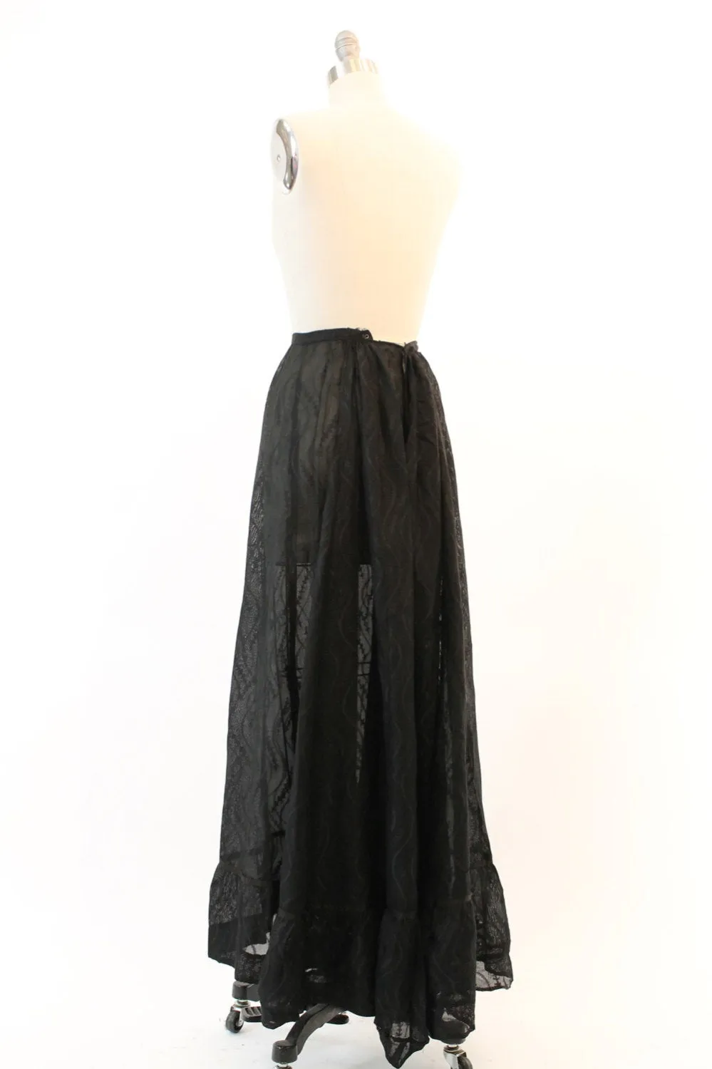 1900 EDWARDIAN skirt sheer embroidered maxi xxs | new fall