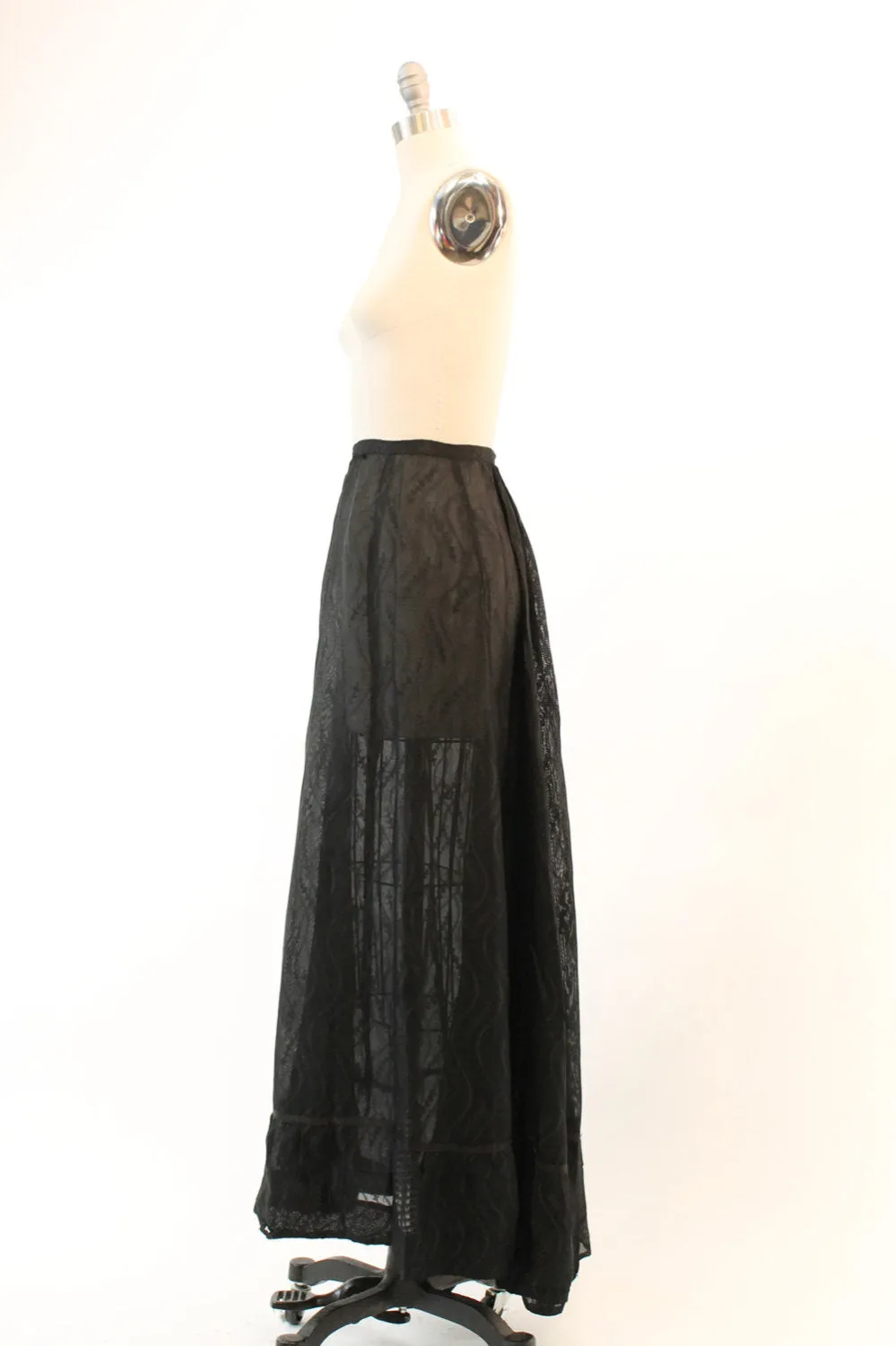 1900 EDWARDIAN skirt sheer embroidered maxi xxs | new fall