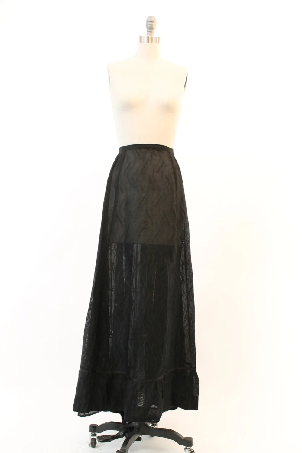 1900 EDWARDIAN skirt sheer embroidered maxi xxs | new fall