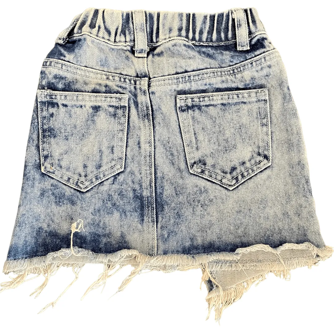 3-Day Weekend Distressed Denim Skirt