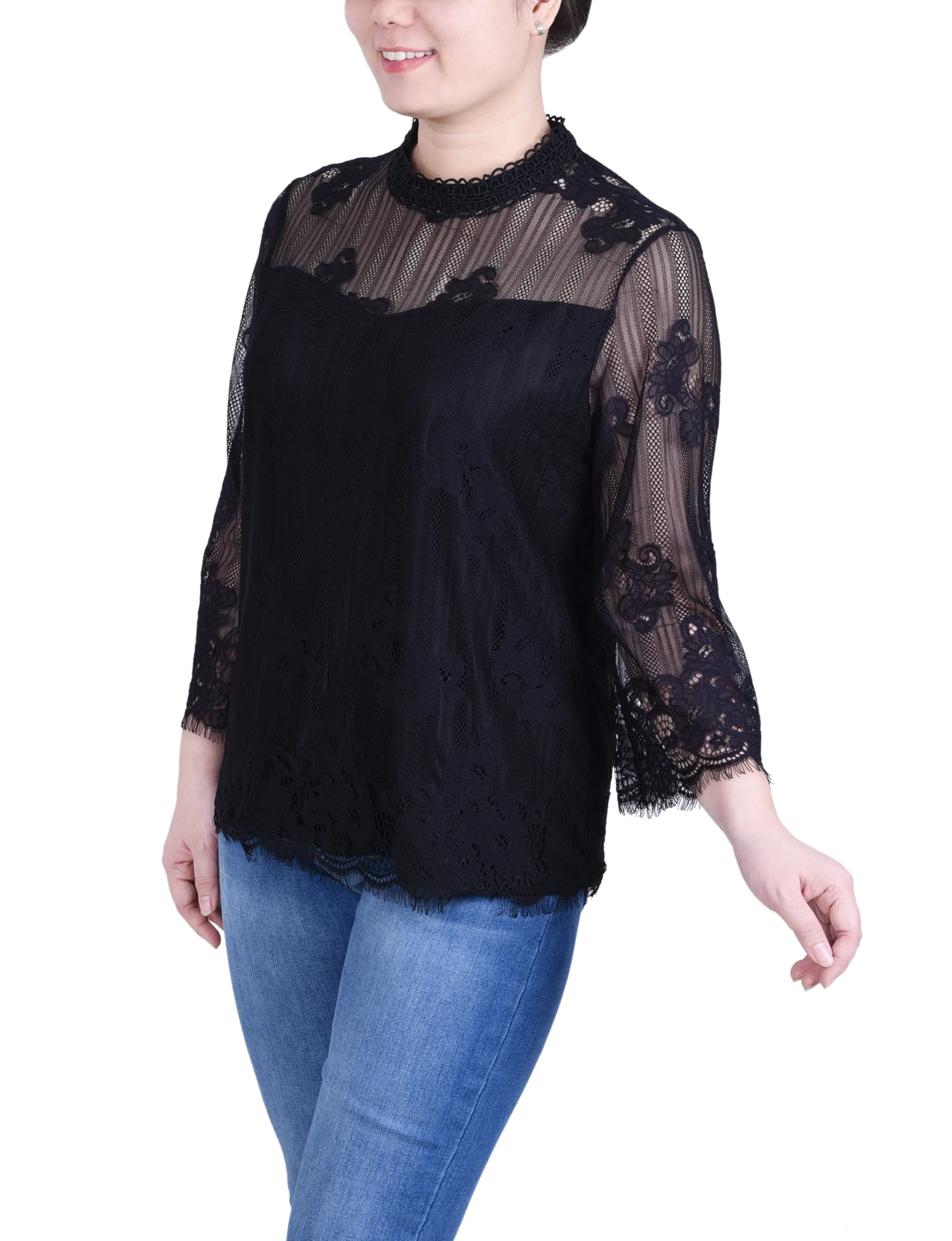 3/4 Sleeve Lace Blouse