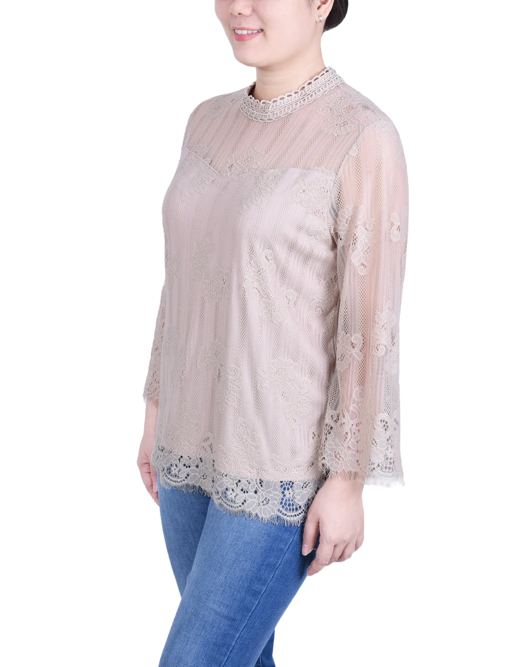 3/4 Sleeve Lace Blouse