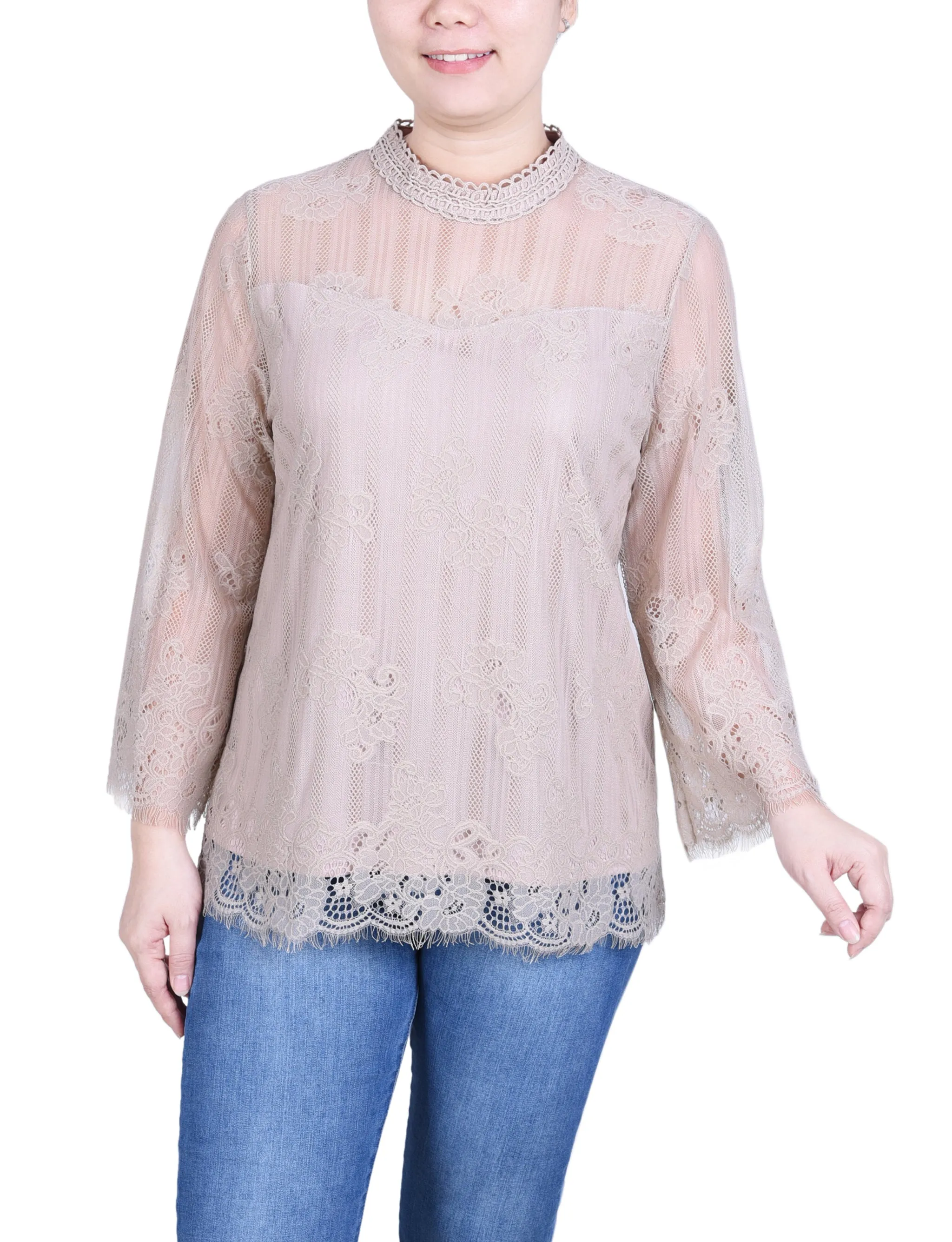 3/4 Sleeve Lace Blouse