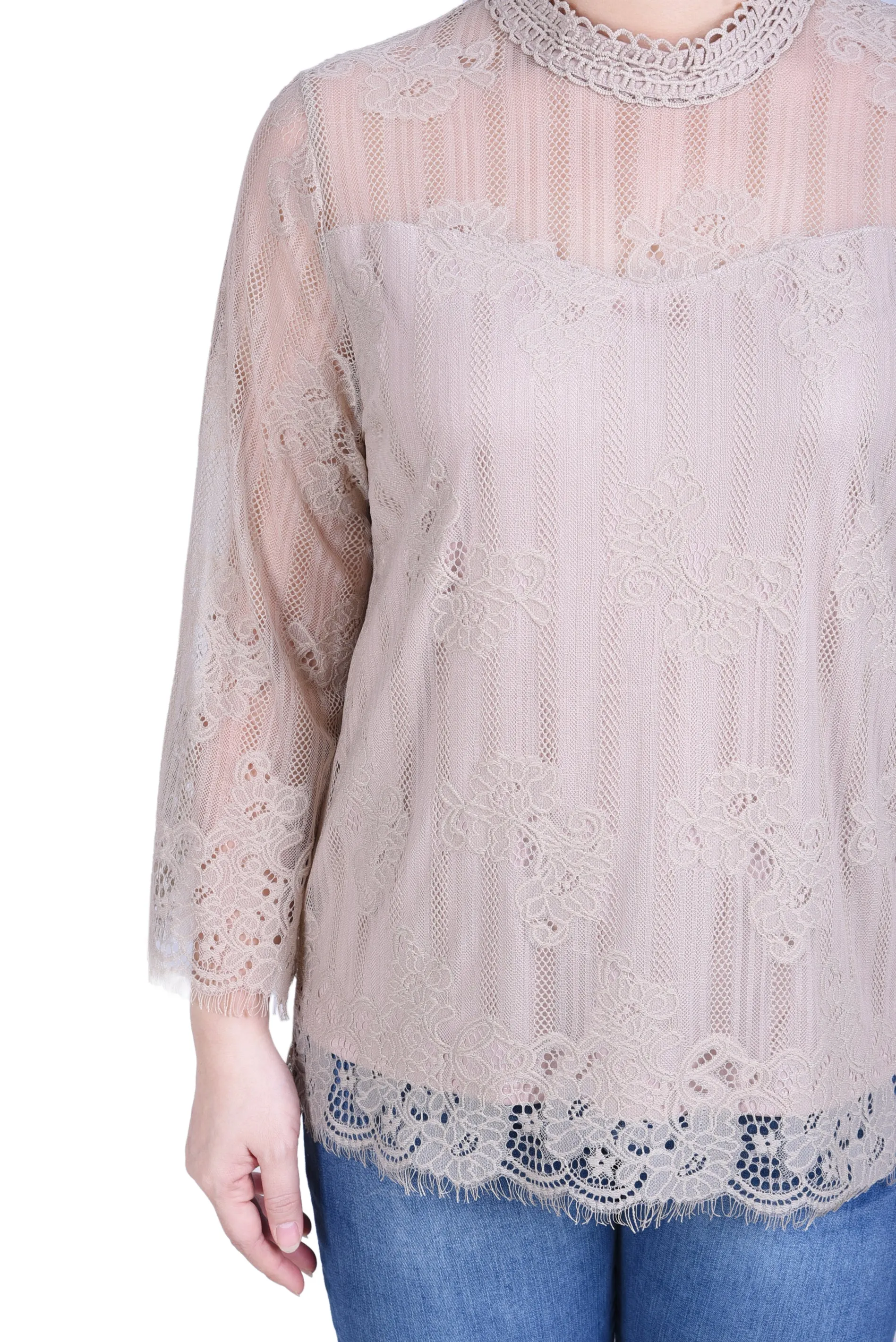 3/4 Sleeve Lace Blouse