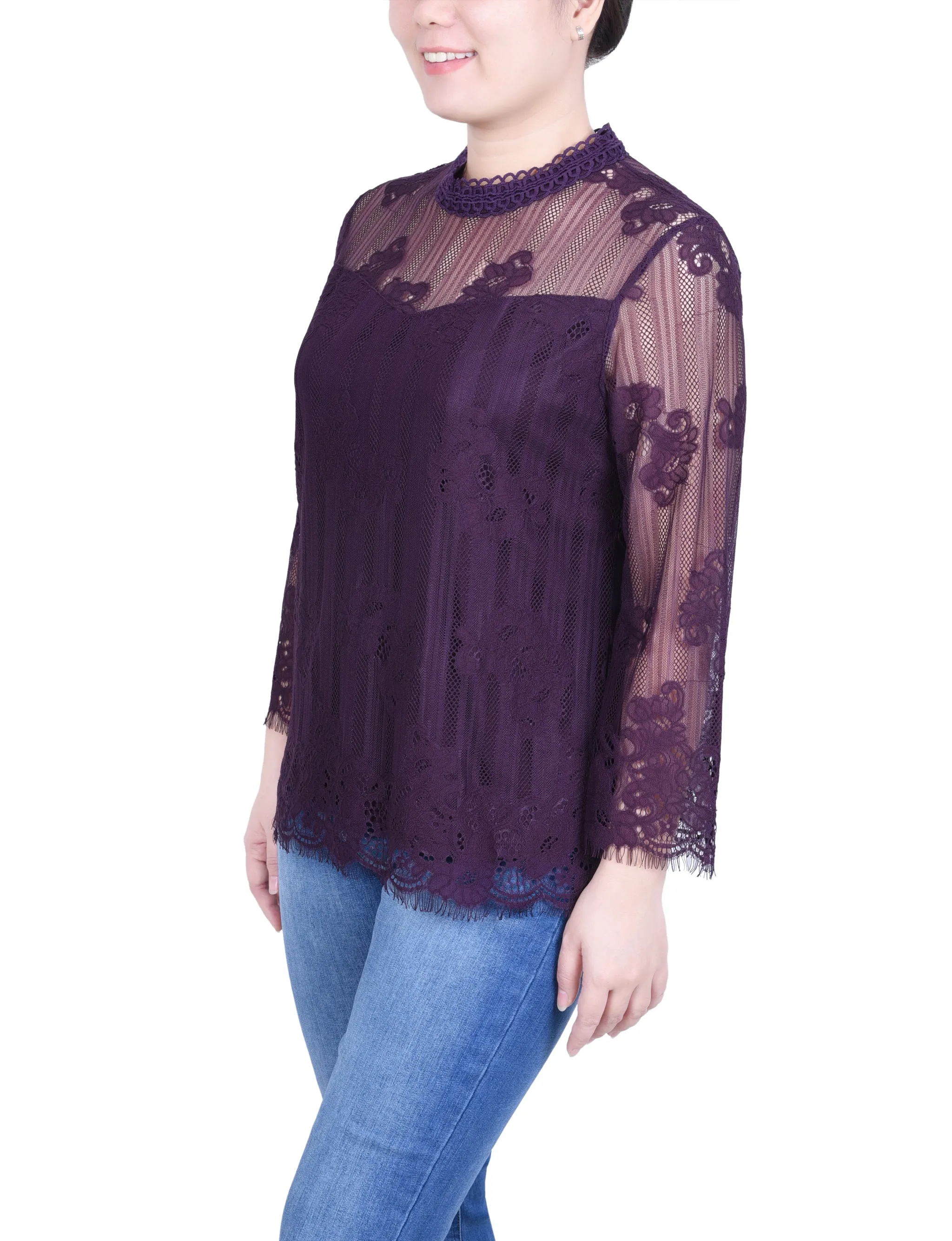 3/4 Sleeve Lace Blouse