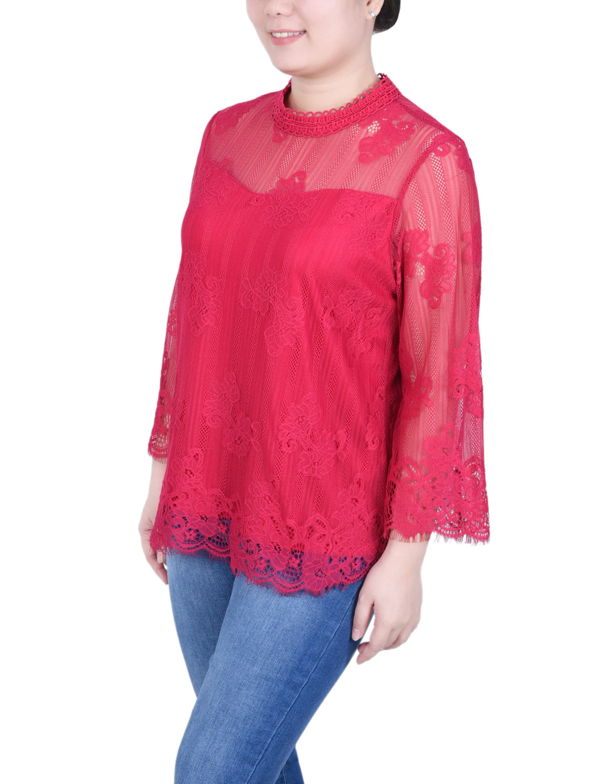 3/4 Sleeve Lace Blouse