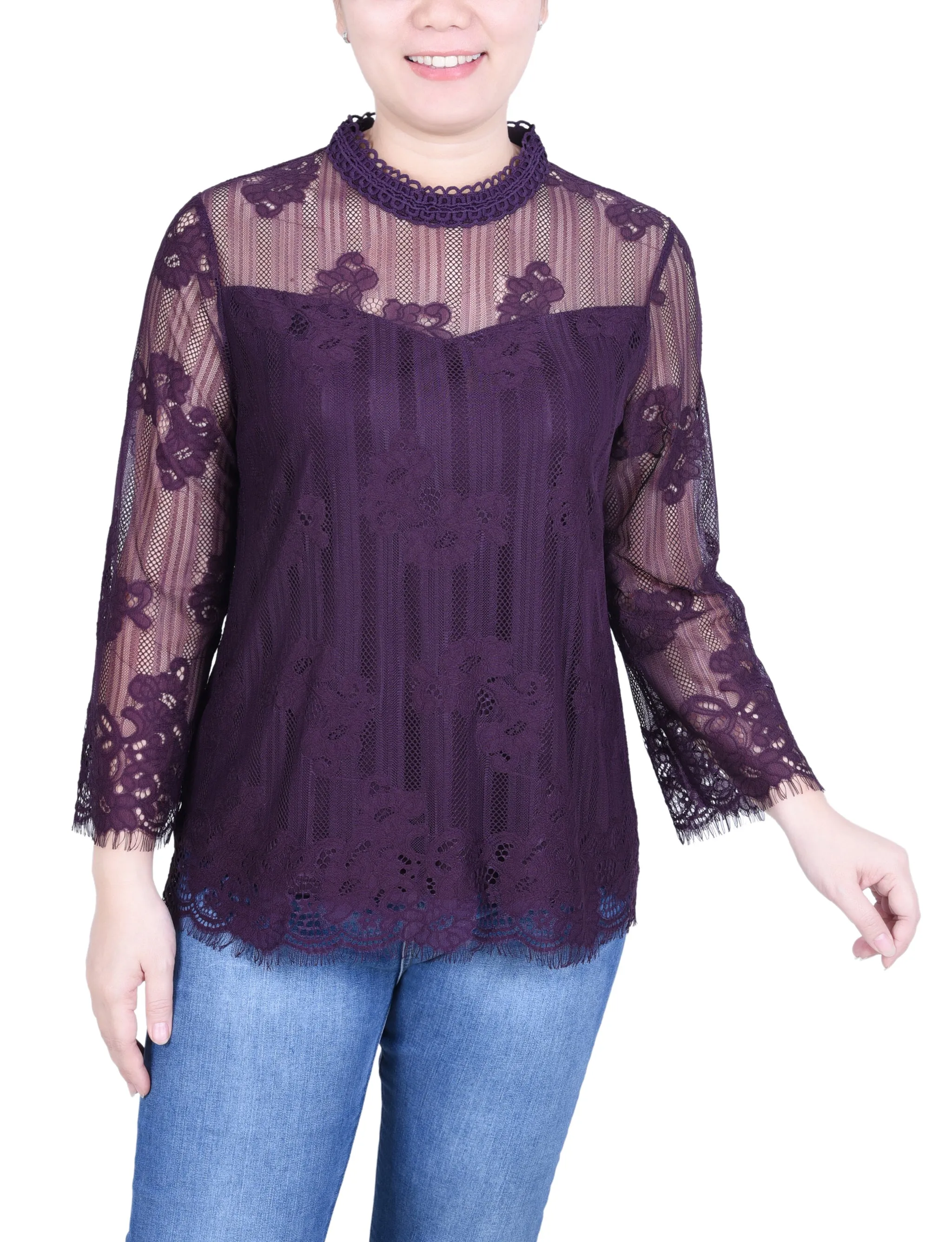 3/4 Sleeve Lace Blouse