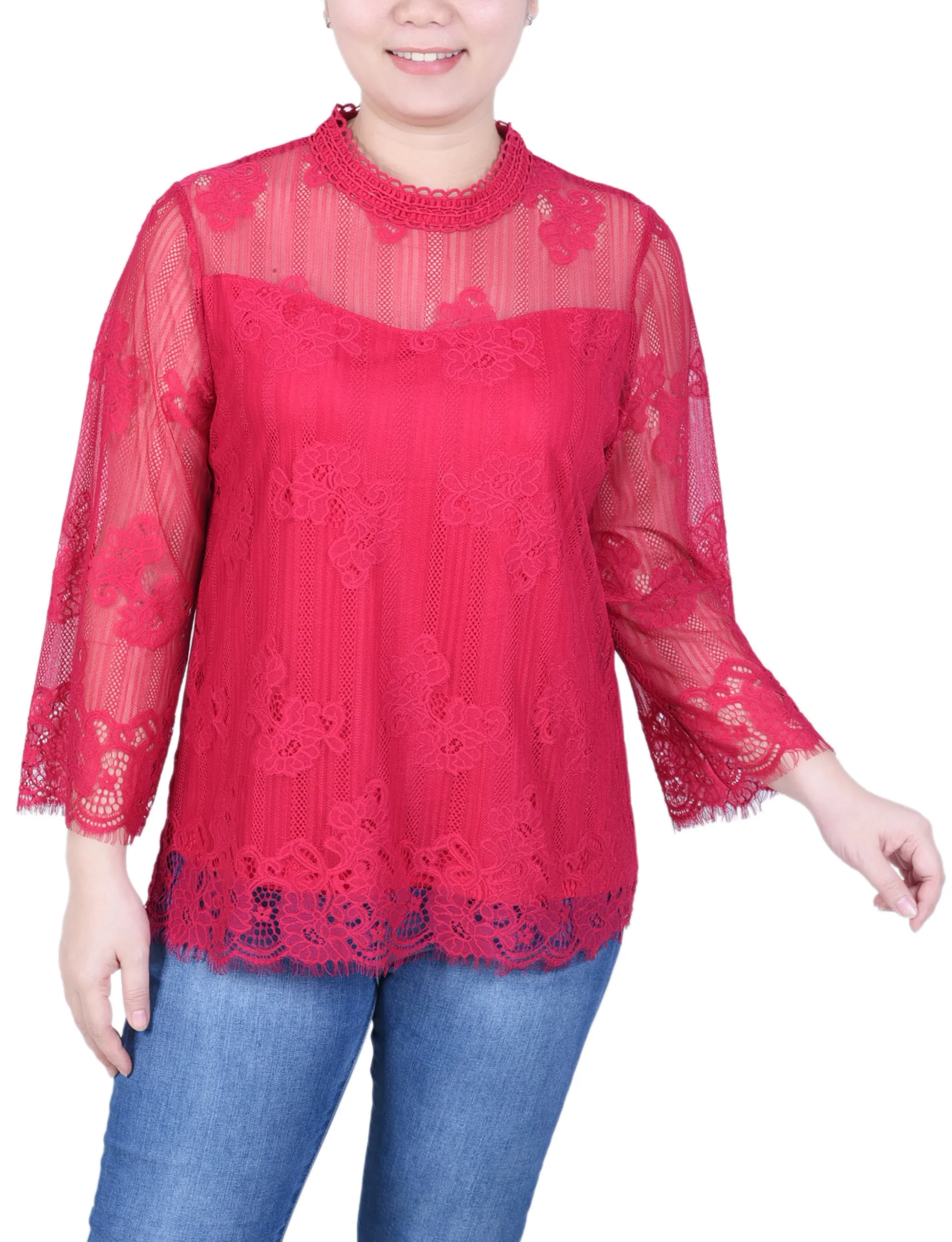 3/4 Sleeve Lace Blouse