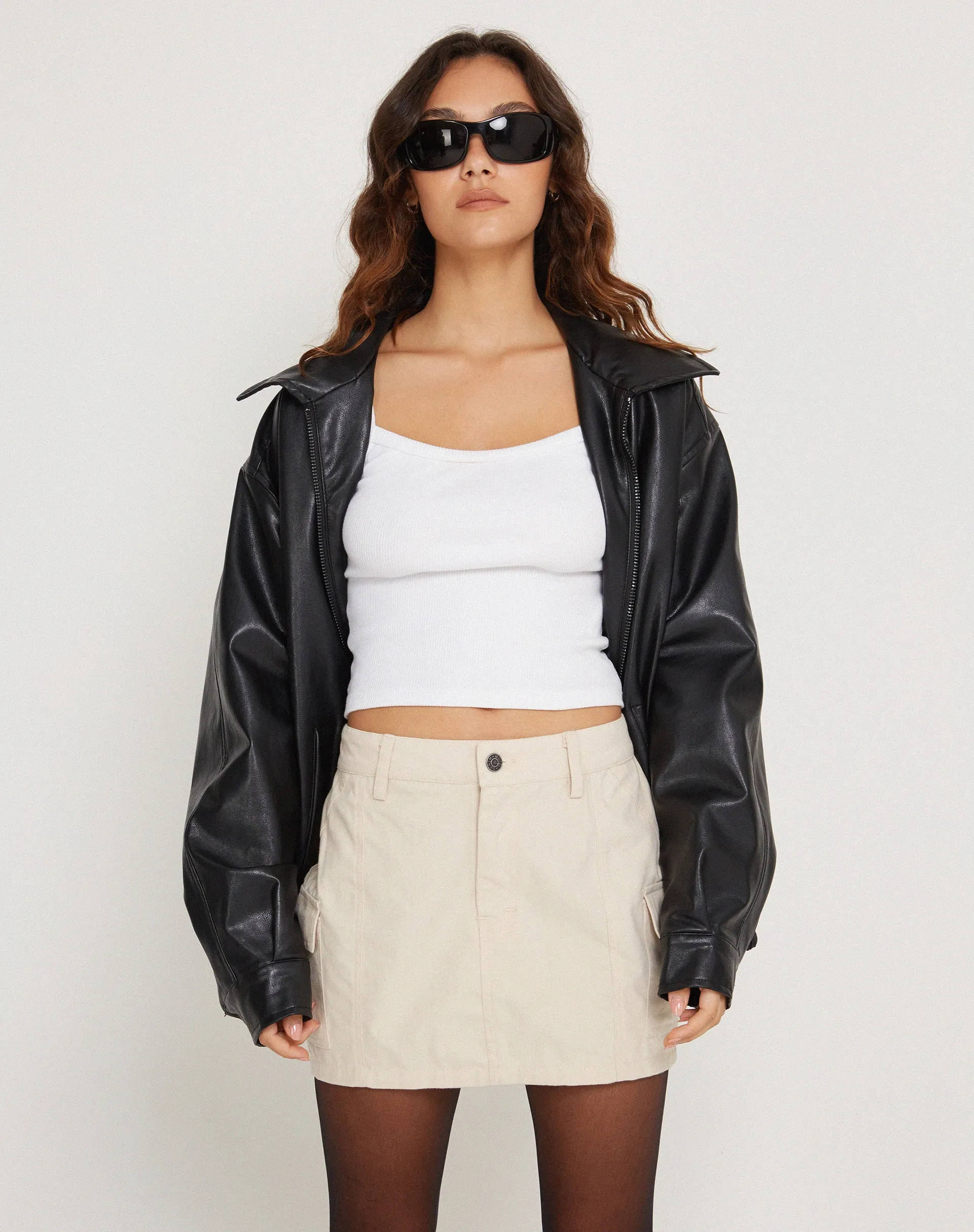 Ajeng Low Rise Cargo Mini Skirt in Ecru