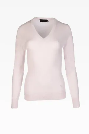 Alice Ladies Cashmere V-Neck Jumper in Fog White