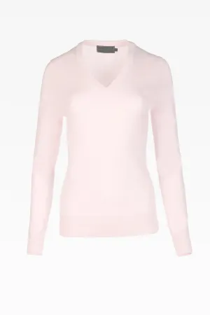 Alice Ladies Cashmere V-Neck Jumper in Nurture Pink: Sizes XS-XL