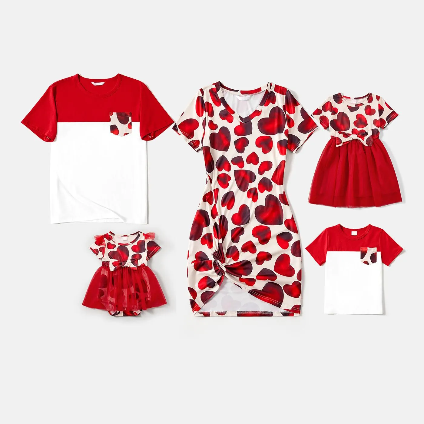 Allover Heart Print Family Matching Dress Heart Print Bodycon Dresses