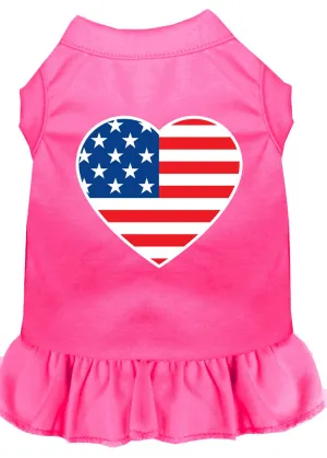 American Flag Heart Screen Print Dress Bright Pink 4x (22)