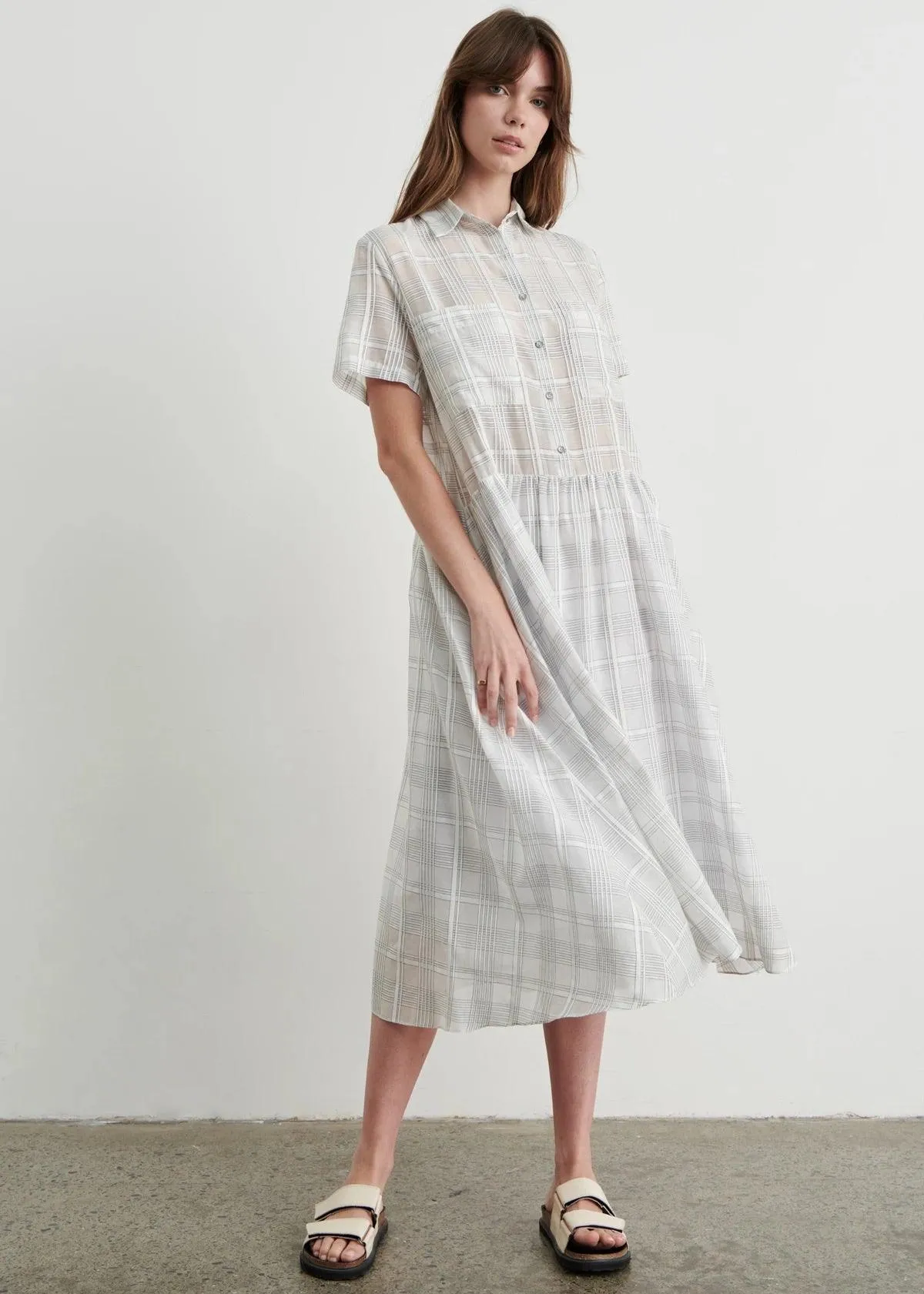 Apartment Clothing Sarai Maxi Shirt Dress in White/Sarai Check - Final Sale