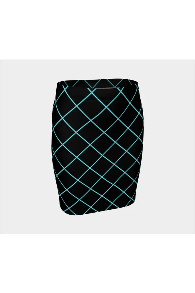 Aqua Grid Fitted Skirt