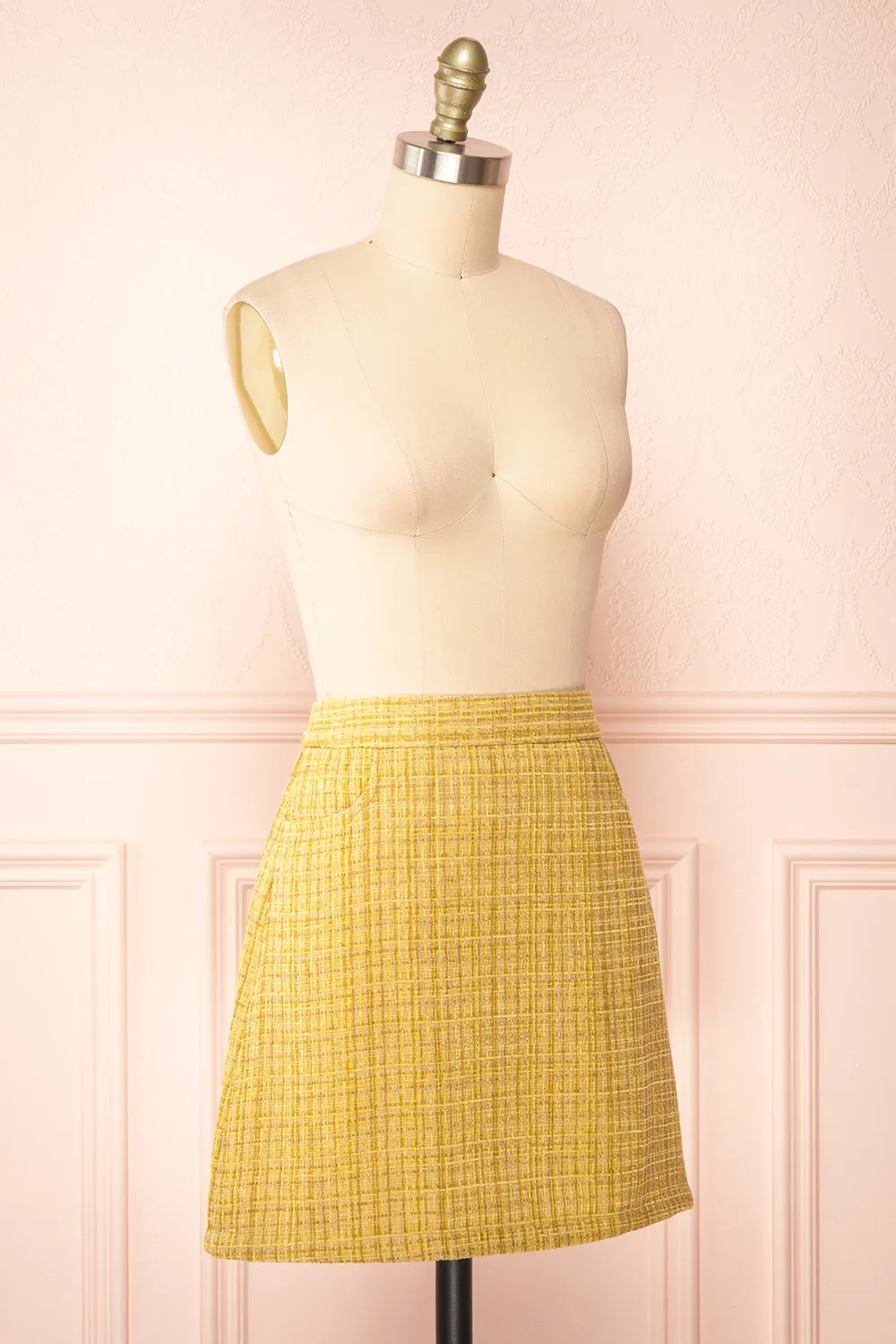 Aroubel | Short Yellow Tweed Skirt