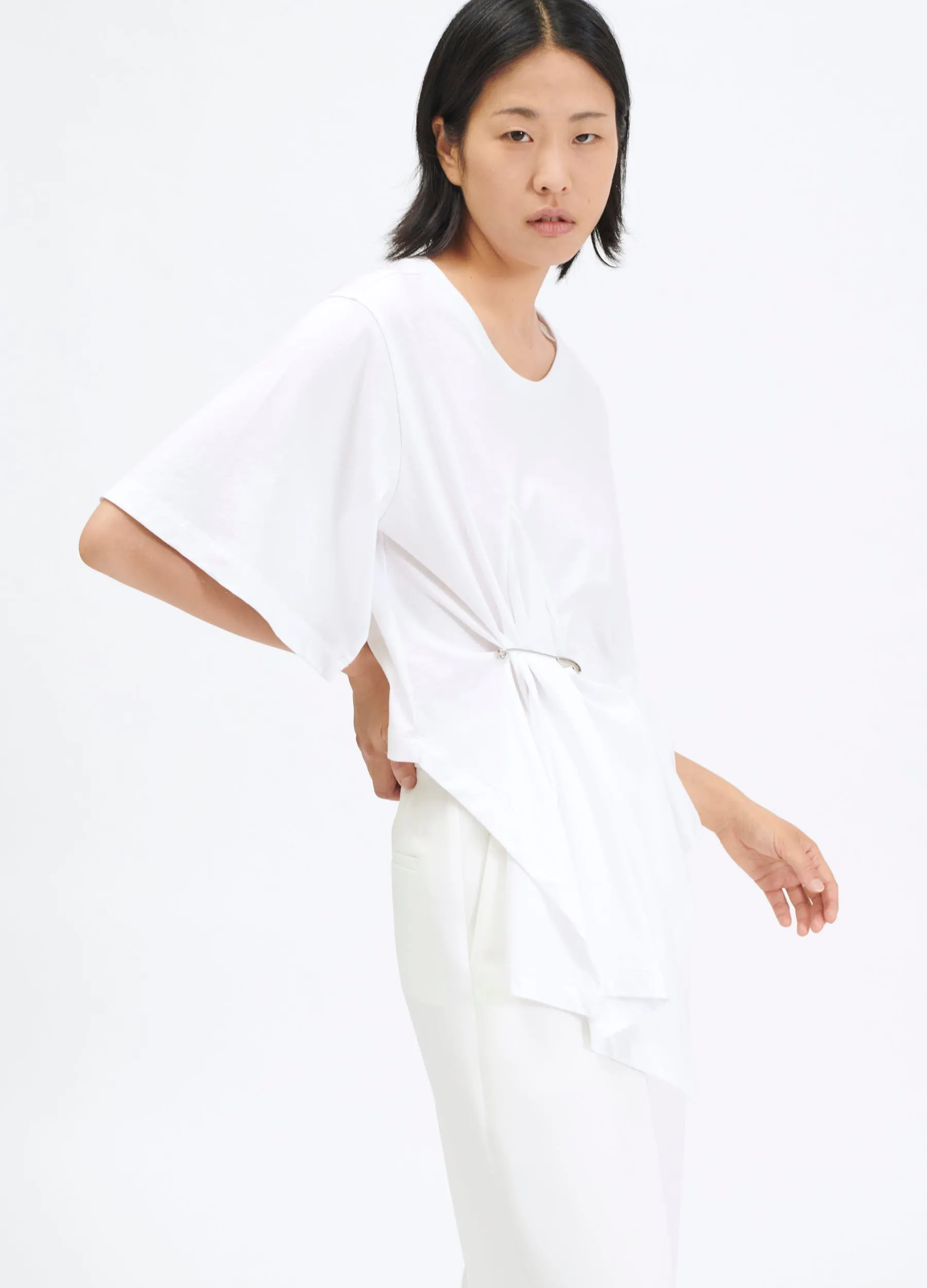 Asymmetrical cotton jersey T-shirt