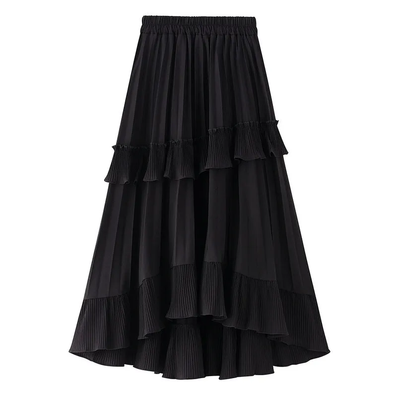 Autumn A-line Pleated Skirt New Irregular Cake Skirt 766