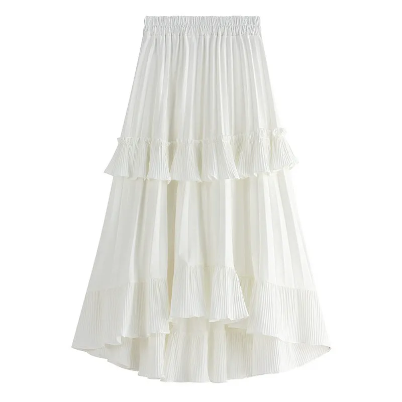 Autumn A-line Pleated Skirt New Irregular Cake Skirt 766