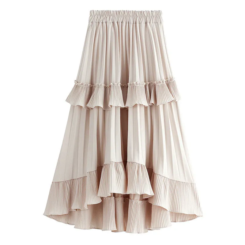 Autumn A-line Pleated Skirt New Irregular Cake Skirt 766