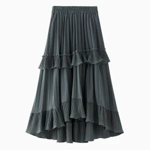 Autumn A-line Pleated Skirt New Irregular Cake Skirt 766