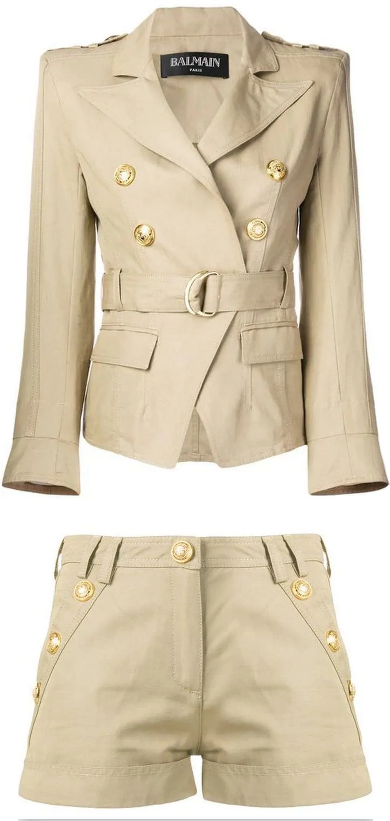 Belted Double-Breasted Jacket and Skirt Set