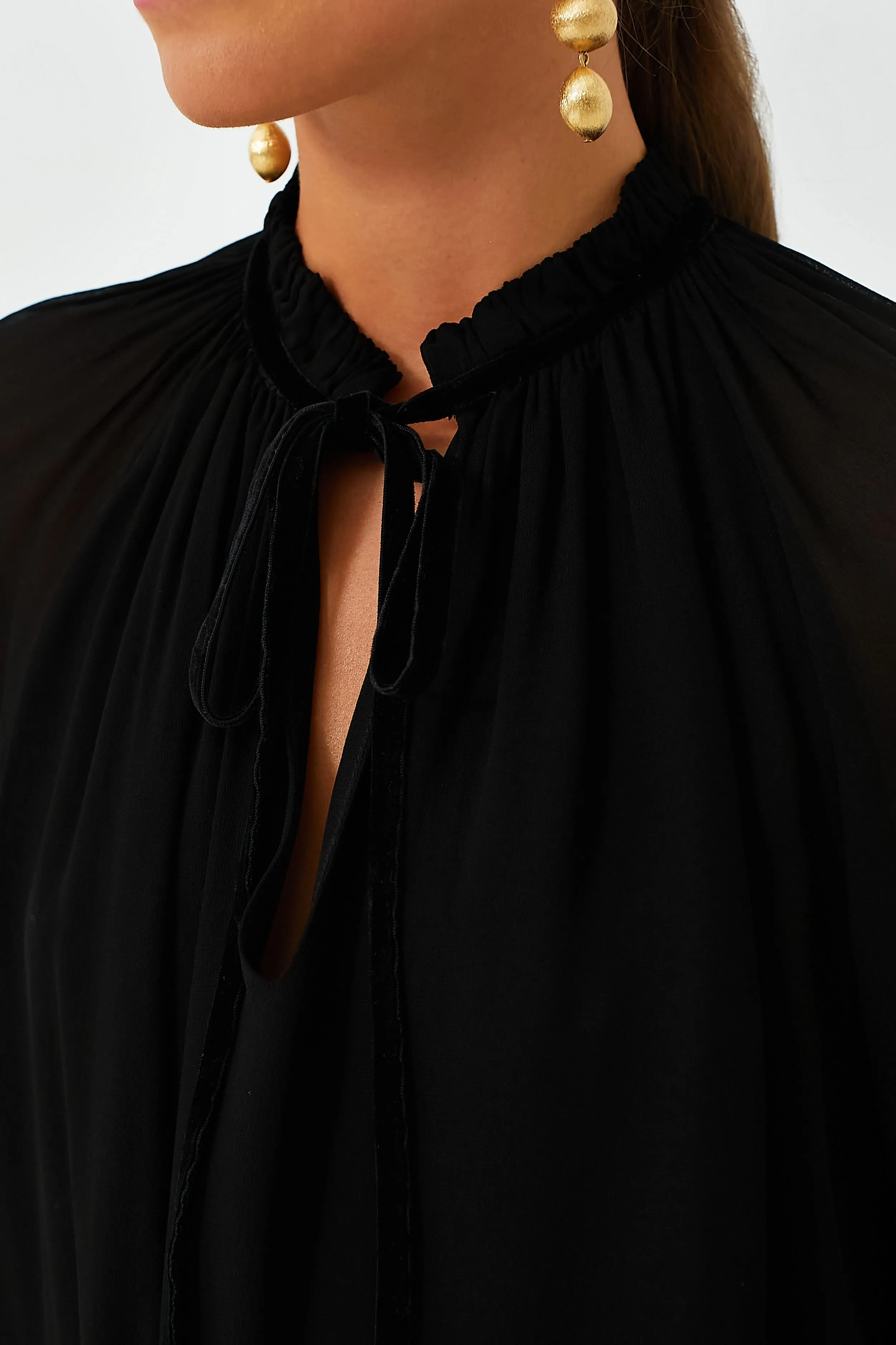 Black Allison Tie Blouse