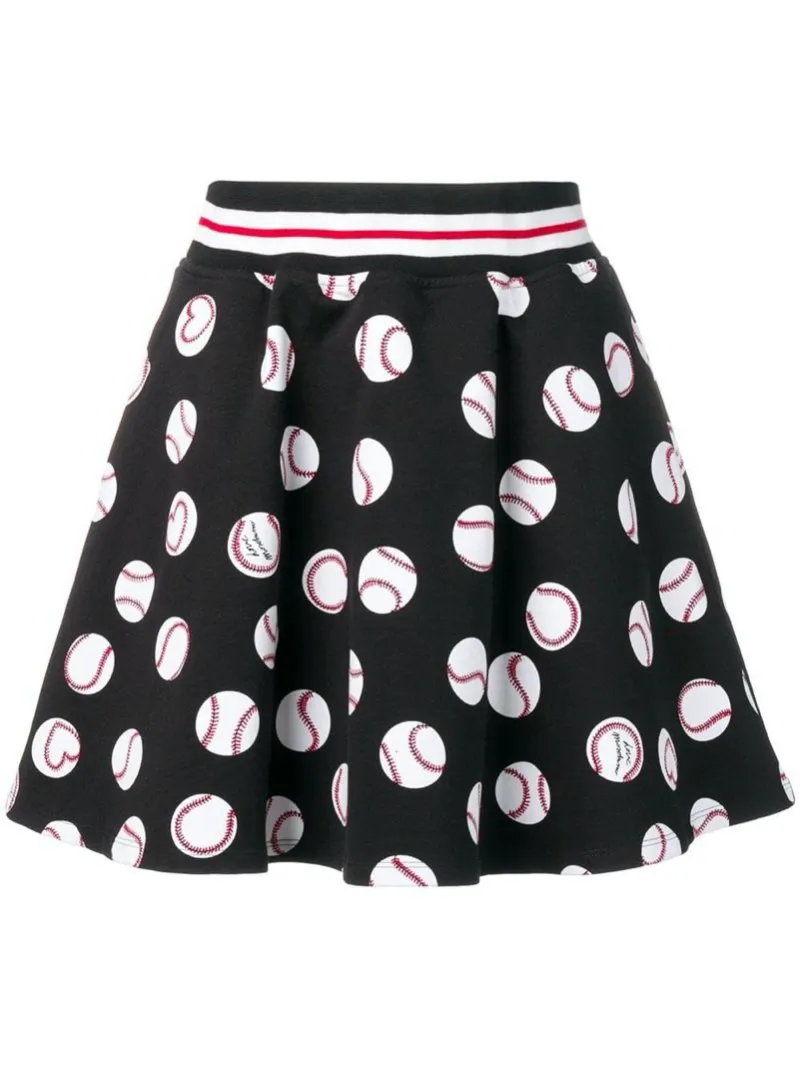 Black baseball printed skirt