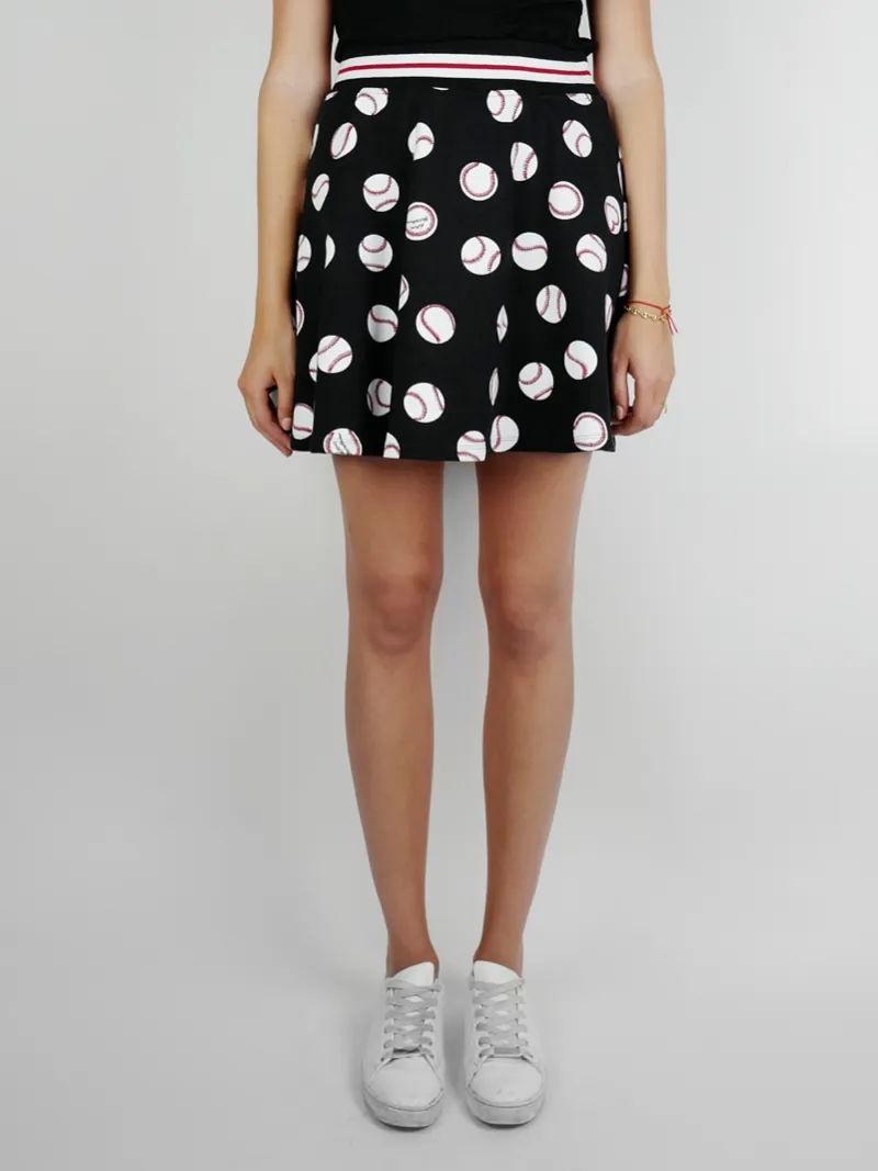 Black baseball printed skirt