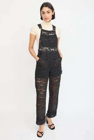 Black Floral Lace Overall