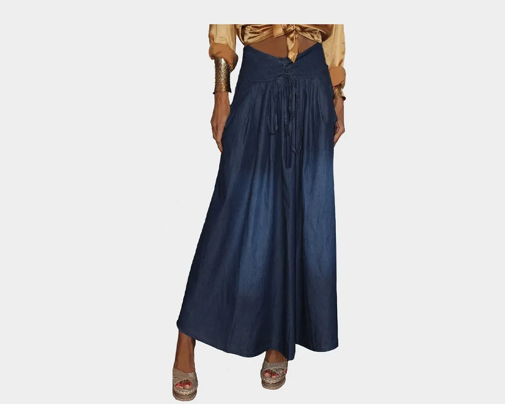 Blue jean Long Skirt - The Amalfi Coast