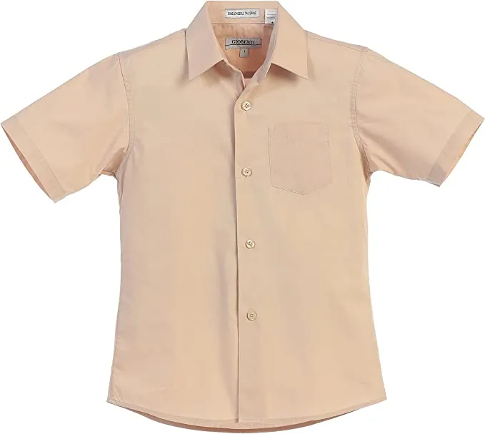 Boy's Short Sleeve Solid Dress Shirt -Khaki