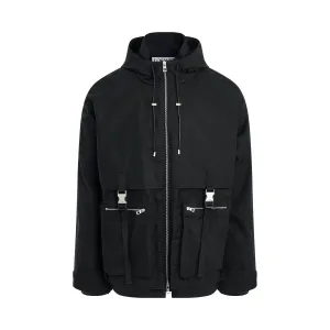 Buckle Double Pocket Parka in Black