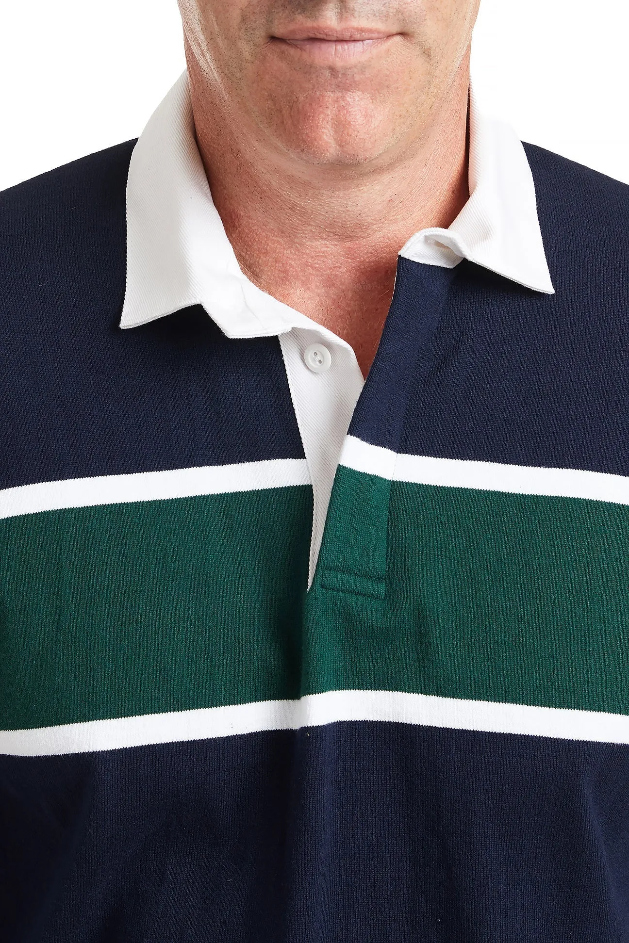 Castaway Rugby Shirt Navy & Green Team Stripe