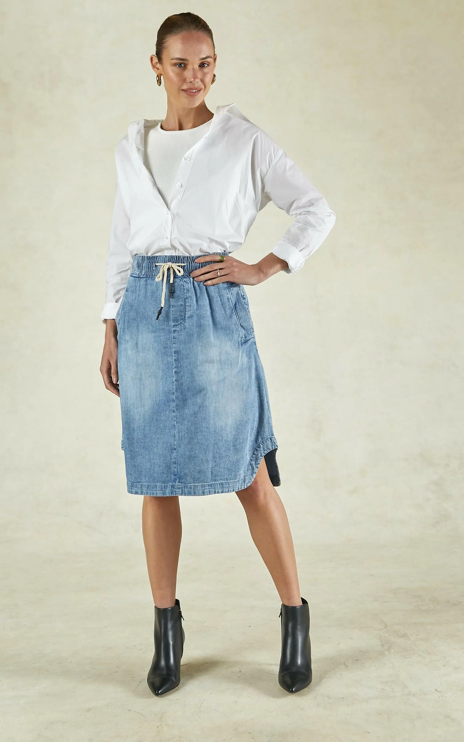 Cecil Sunbleached Denim Skirt