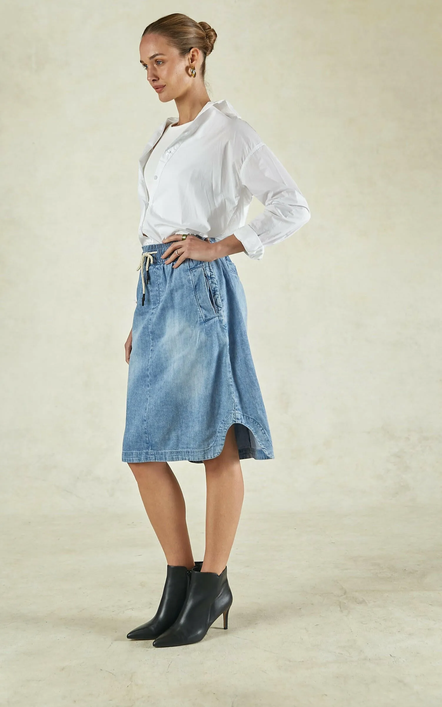 Cecil Sunbleached Denim Skirt