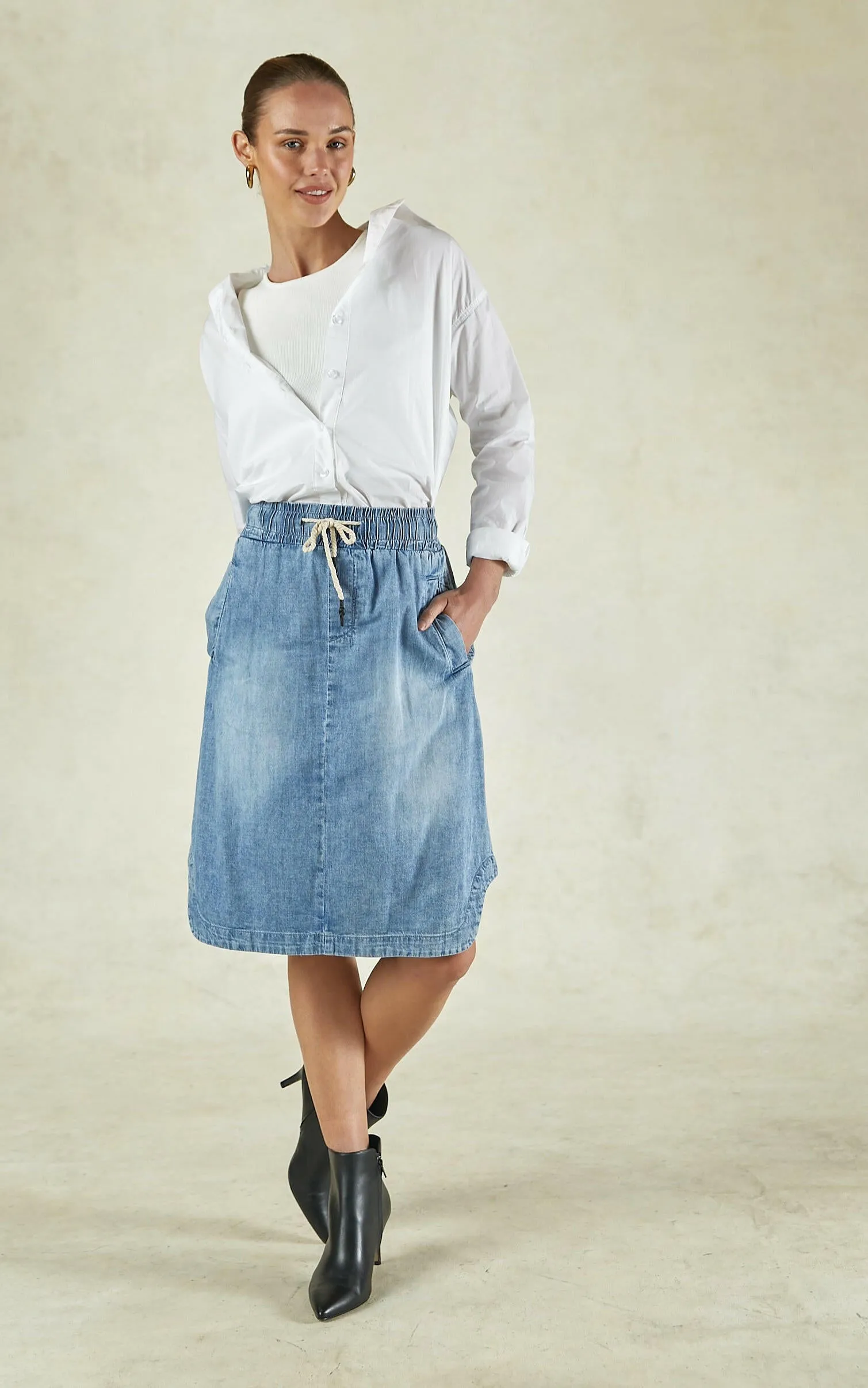 Cecil Sunbleached Denim Skirt