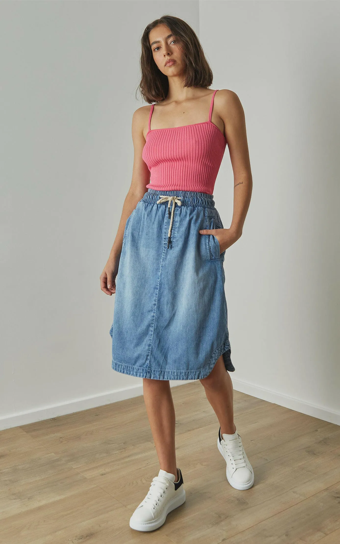 Cecil Sunbleached Denim Skirt