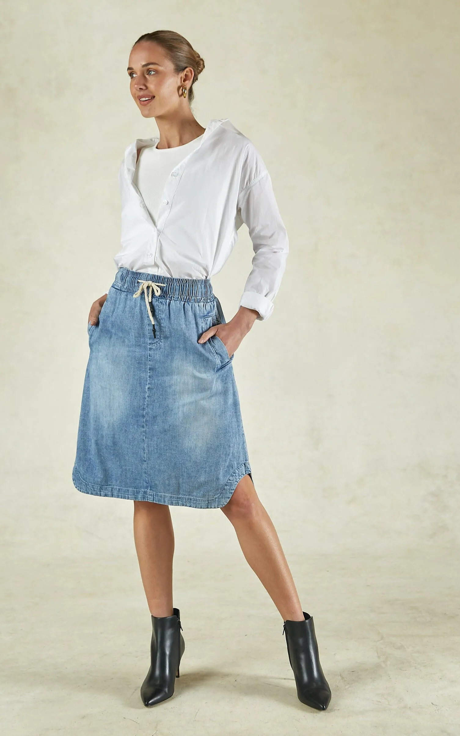 Cecil Sunbleached Denim Skirt