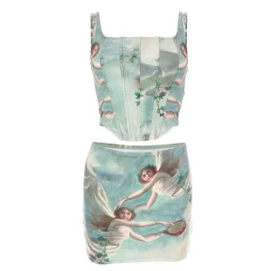 Celestial Cherub Corset Top & Skirt Set