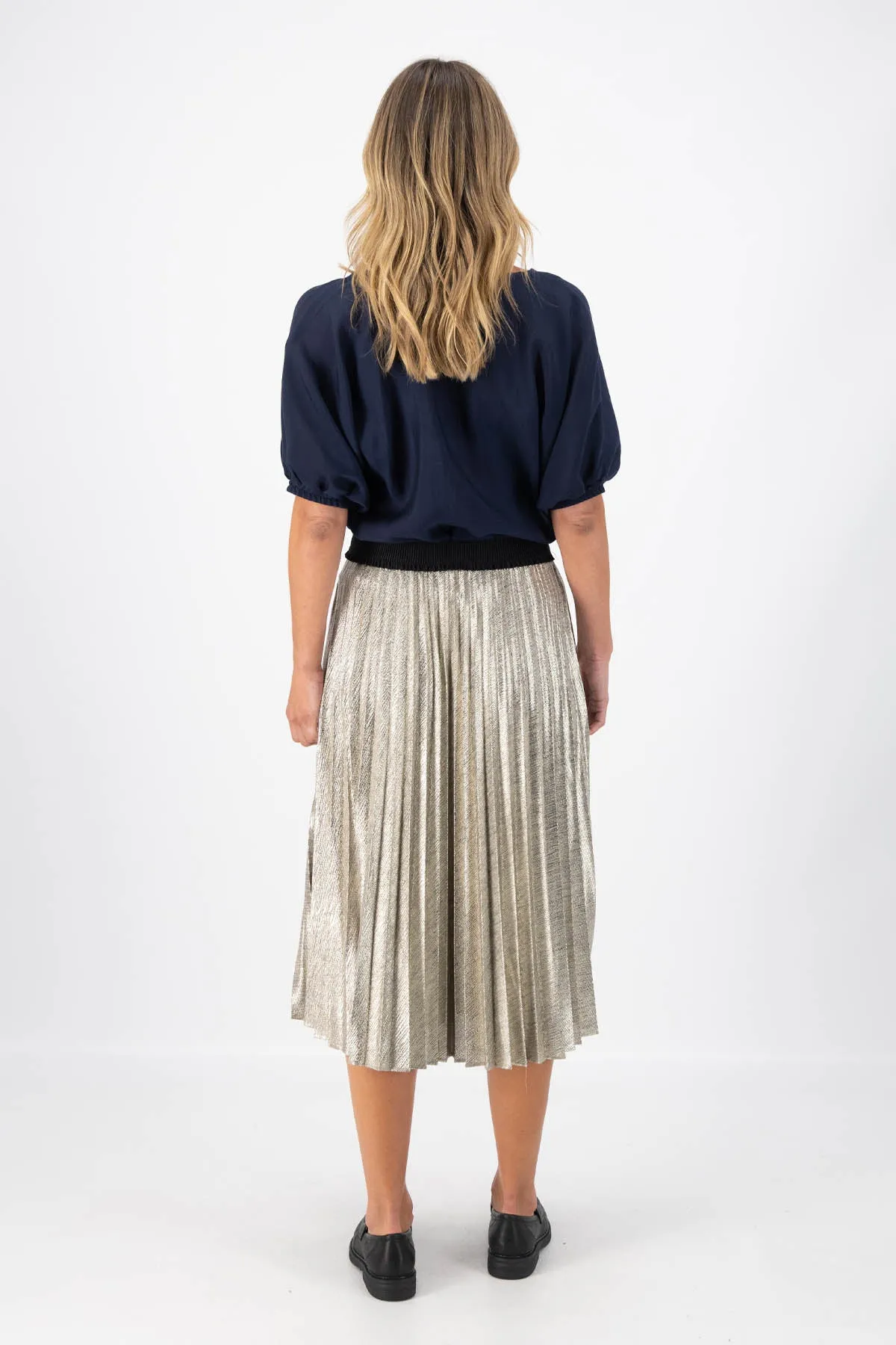 Champagne Pleat Skirt Gold