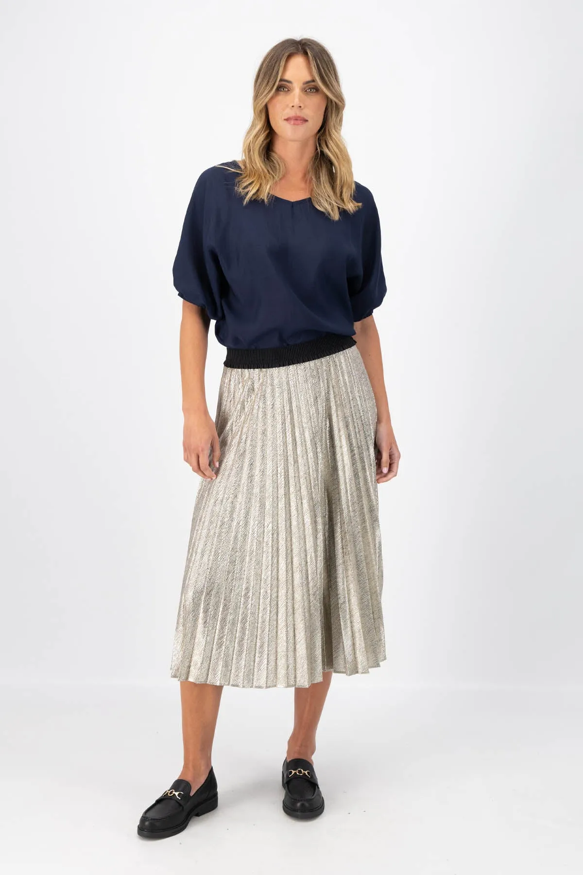 Champagne Pleat Skirt Gold