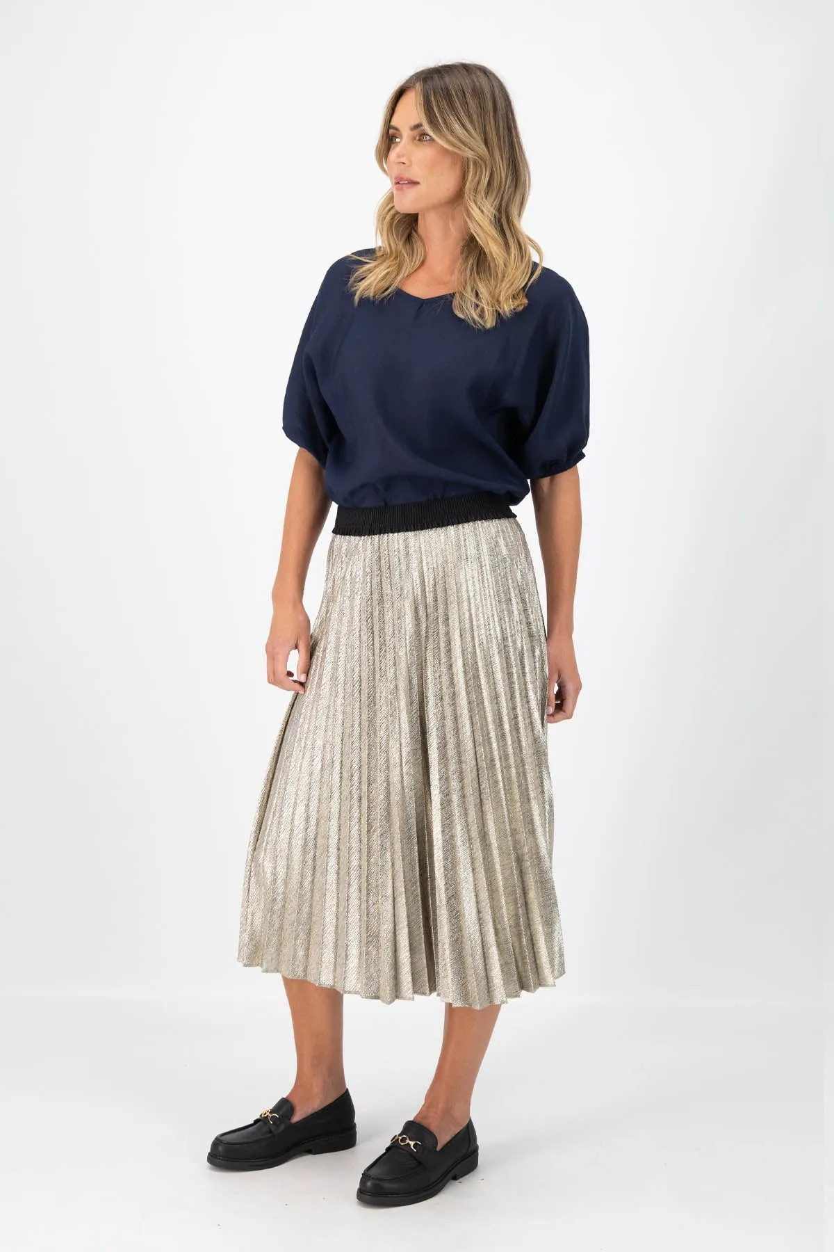 Champagne Pleat Skirt Gold