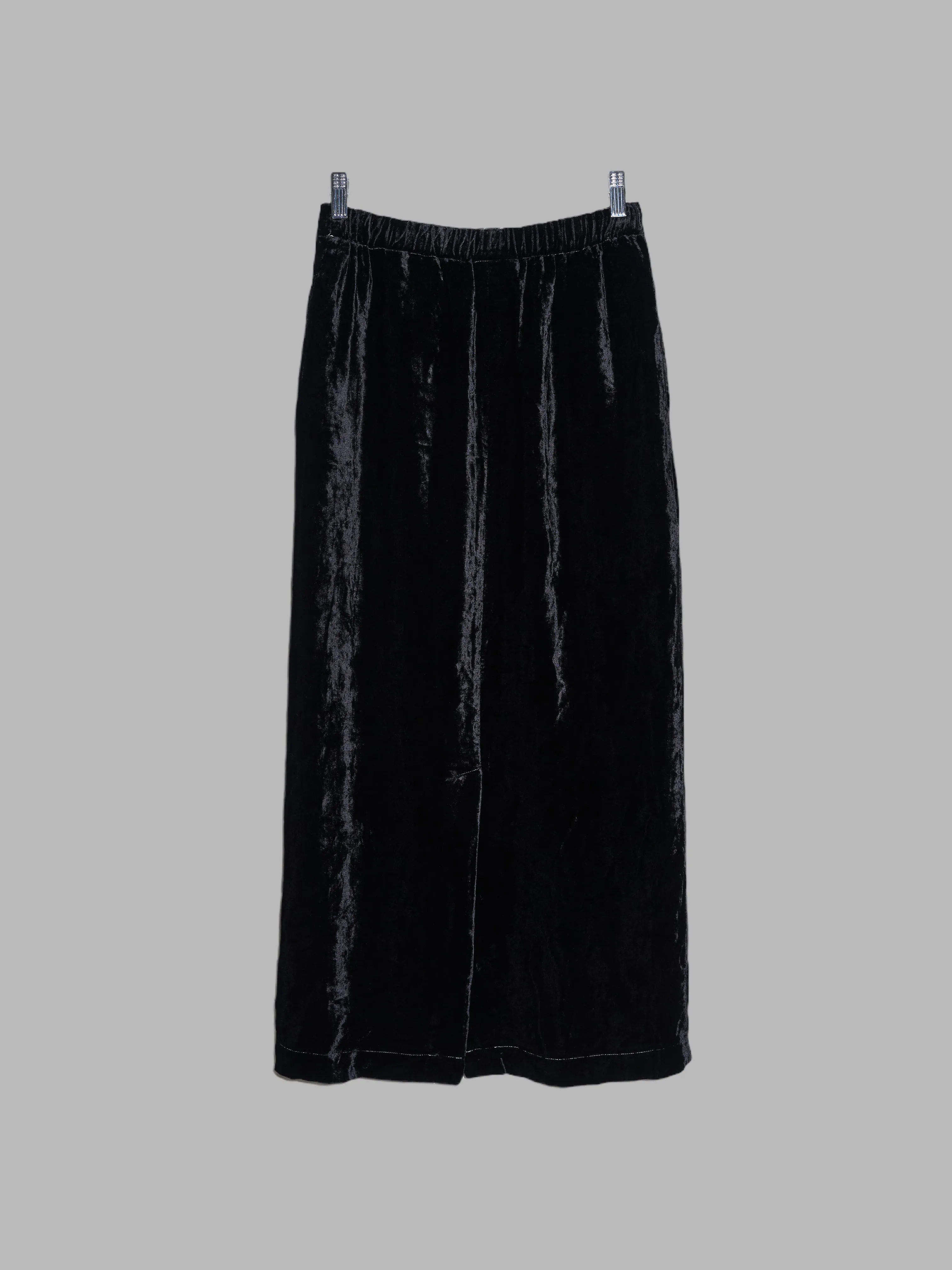 Comme des Garcons 1998 black rayon velvet elastic waist skirt