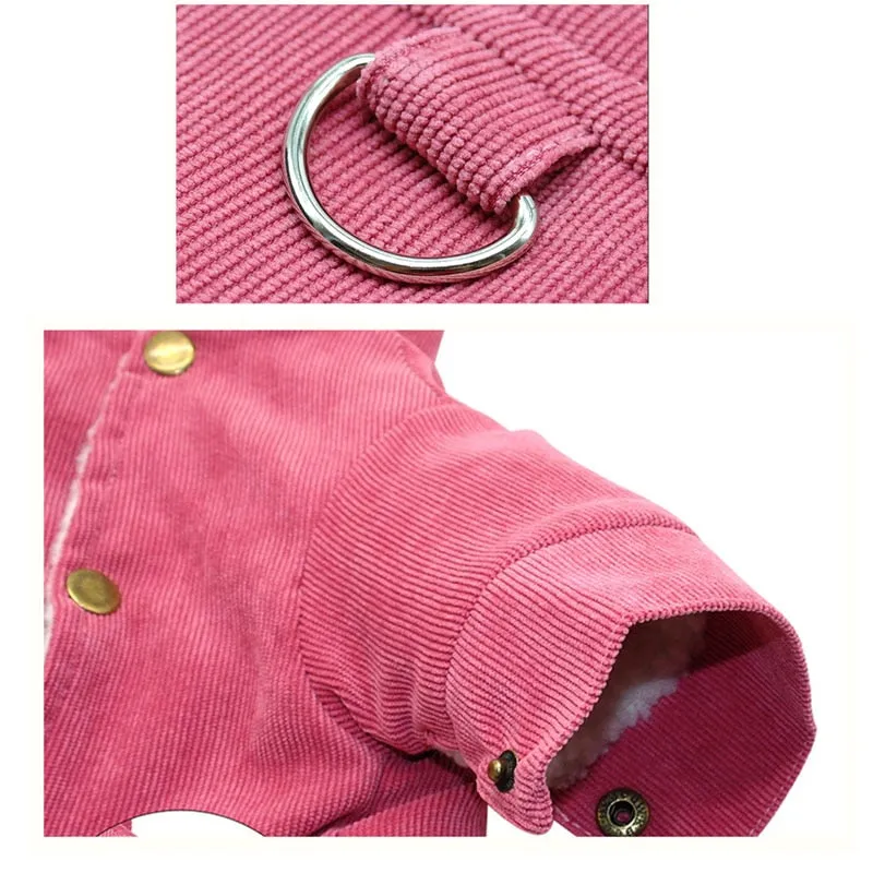 Corduroy Fleece Lining Warm Winter Coat For Small Dogs