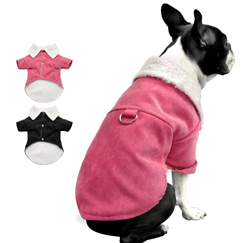 Corduroy Fleece Lining Warm Winter Coat For Small Dogs