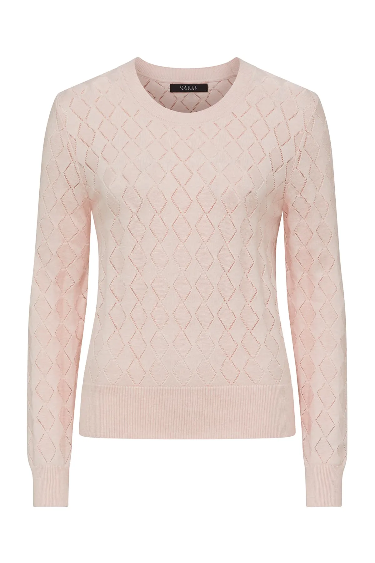 Cotton Cashmere Crew Jumper - Pale Pink