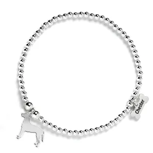 Curly-Coated Retriever Silhouette Silver Ball Bead Bracelet - Personalised