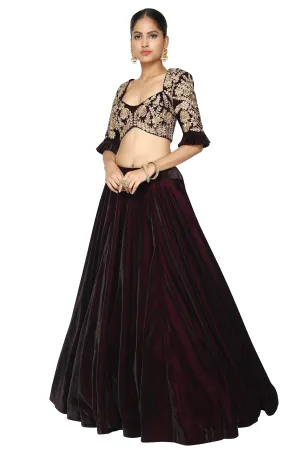 Dark brown crop top and long skirt